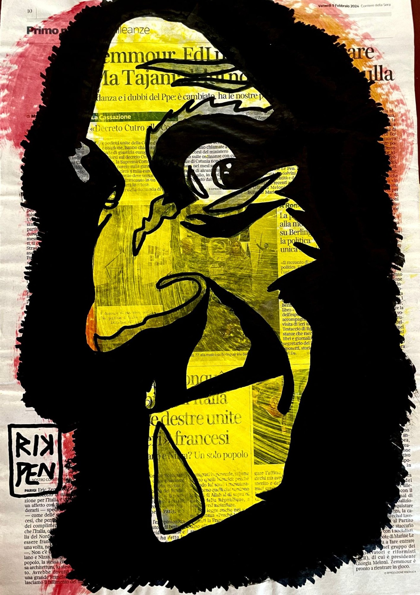 Opera su pagina di giornale di Pop Art Viva pittorica di RikPen: frankenstein junior