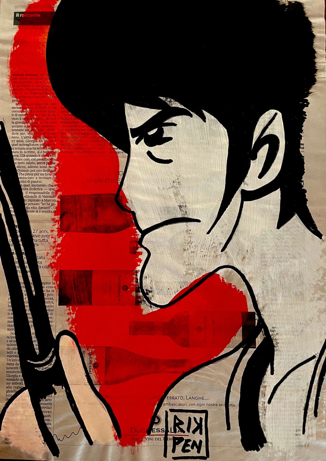 Opera su pagina di giornale di Pop Art Viva pittorica di RikPen: goemon lupin iii